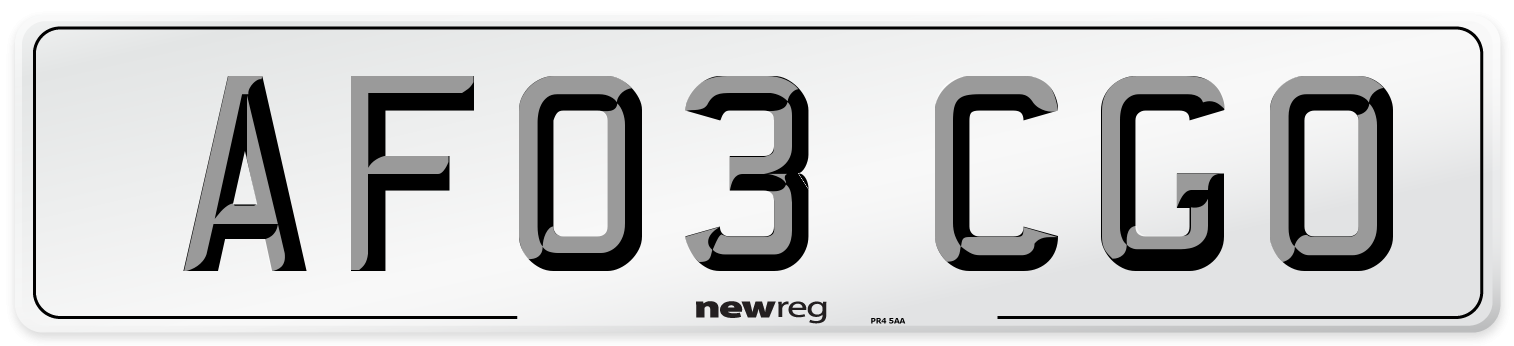 AF03 CGO Number Plate from New Reg